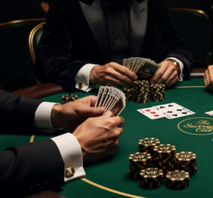 VIP poker stůl připravený pro exkluzivní kasino večer